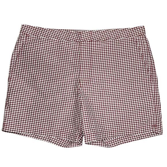 Club Monaco Gingham Check Swim Shorts Preppy 6" Maroon Size 34 - Picture 1 of 9